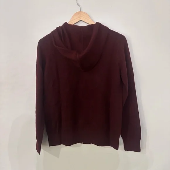 QUINCE Mongolian Cashmere Full-Zip Hoodie Rich Burgundy - Picture 8 of 10